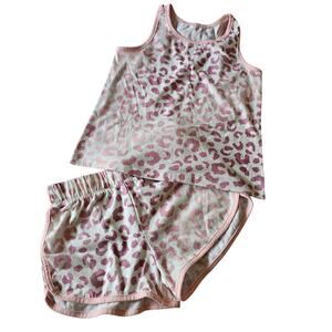 Cat & Jack Tank Top and Shorts Pajama Set in Pink Leopard Print, Size M(8)